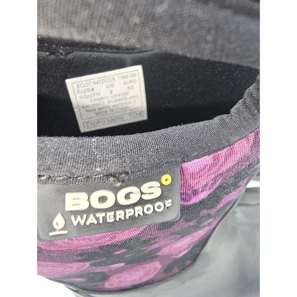 Bogs Classic Water Color Boots Youth Girls Purple Black Waterproof Snow Rain 2